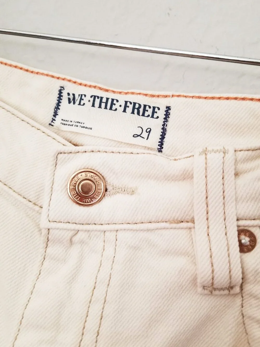 NEW Free People We The Free Tinsley Baggy Mid Rise Straight Leg Jean 29 Ecru $98